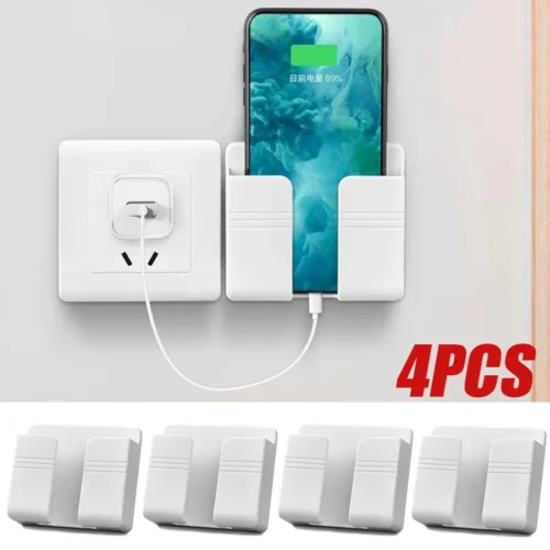 1-4 pçs caixa de armazenamento montada na parede multifuncional perfurador livre organizador tv controle remoto diy plugue do telefone móvel suporte de carregamento