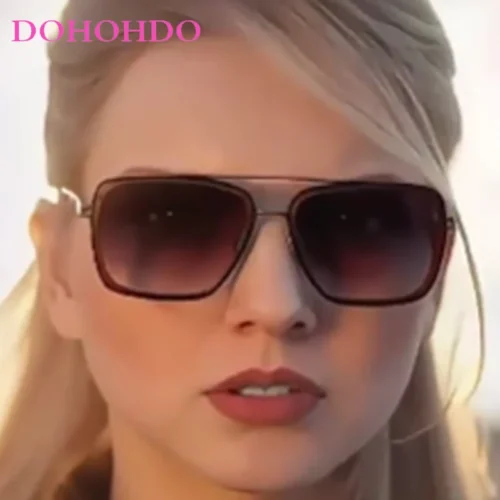 Moda metal duplo ponte quadrado piloto feminino óculos de sol marca designer masculino clássico óculos de condução sombra unisex uv400