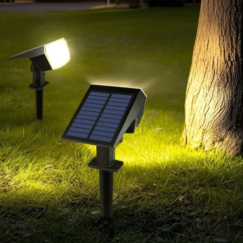Refletor solar LED de alta capacidade integrado (1200mAh), à prova d'água, com longa duração da bateria, ideal para jardins, gramados e caminhos.