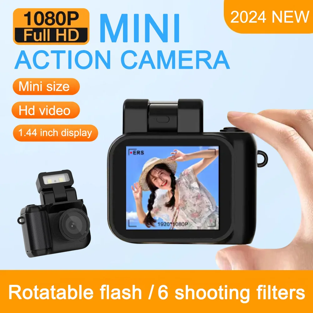 Hd 1080p mini câmera com tela lcd flash lâmpada bateria doca gravador de vídeo portátil retro ultra compacto pequena filmadora y4000