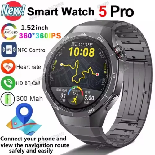 Novo gt5 pro relógio inteligente 5 pro masculino hd tela amoled gps freqüência cardíaca bluetooth chamada ip68 à prova dip68 água homem smartwatch presentes do feriado