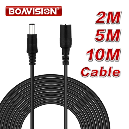 Cabo de Alimentação Extensor para Câmera de Segurança CCTV, Cabo de Extensão DC, 12 V, 5.5x2.1mm, 2m, 6.56ft, 5m, 16.5ft, 10m, 33ft