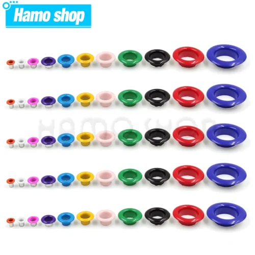 Cor misturada Metal Grommets Ilhós, Buraco Olho Anéis para Leathercraft, Sapatos DIY, Cinto, Boné, Saco Tags, Roupas, Scrapbooking, 100 Conjuntos