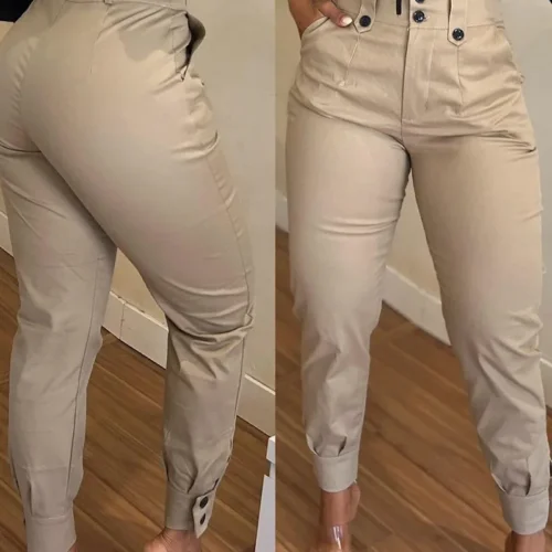 2024 nova moda feminina calças elegantes sexy primavera verão novo cáqui casual lápis calças design calças femininas