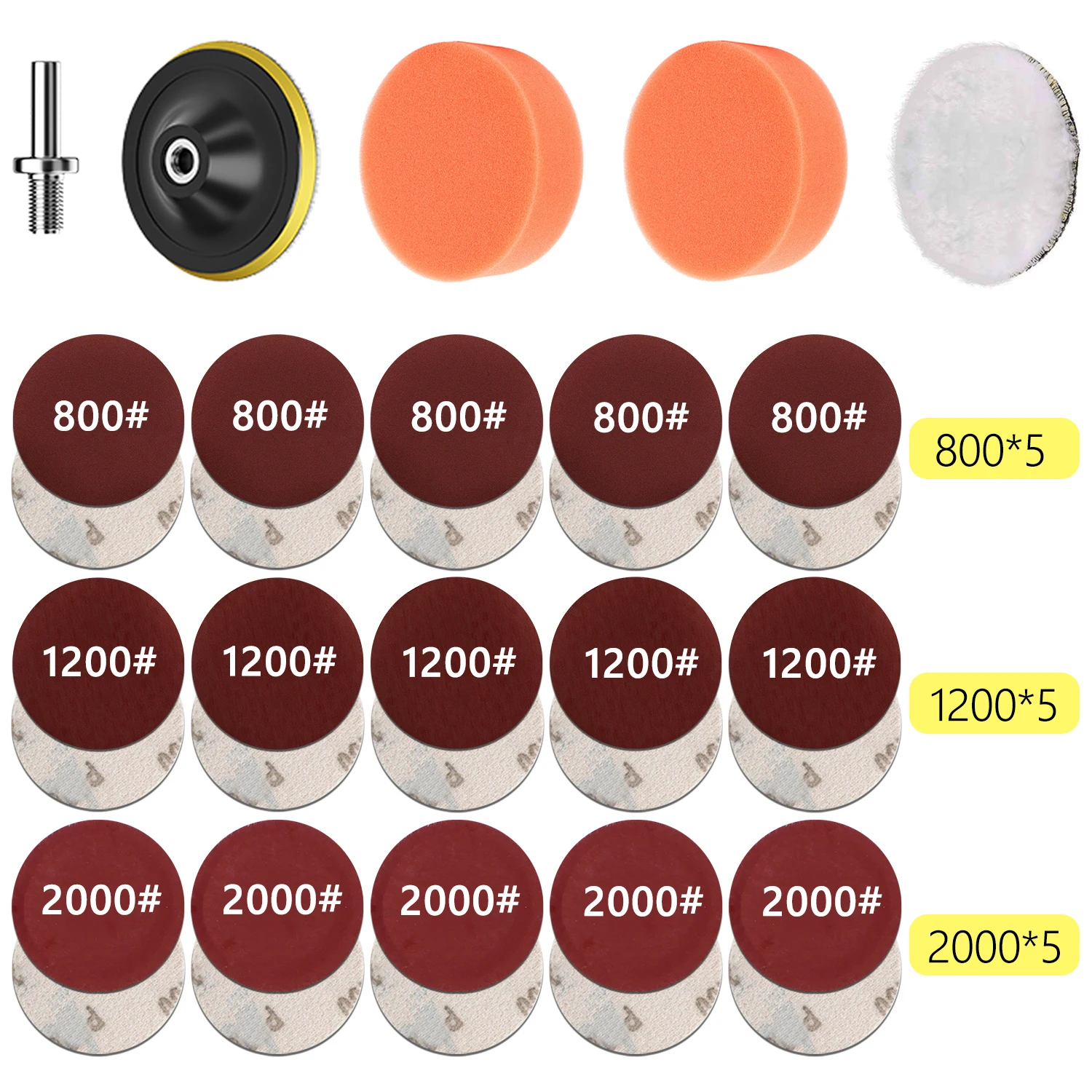 Farol Repair Restoration Kit com Lixa, Disco De Polimento De Carro, Esponja De Enceração Automática, Lixadeira, 3 Polegadas, 75mm, Carro Detalhando - Imagem 16