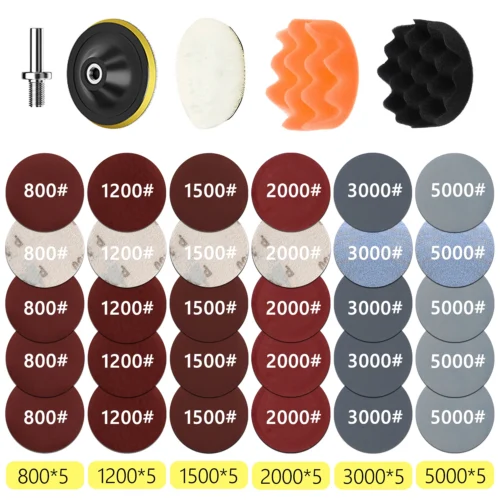 Farol Repair Restoration Kit com Lixa, Disco De Polimento De Carro, Esponja De Enceração Automática, Lixadeira, 3 Polegadas, 75mm, Carro Detalhando