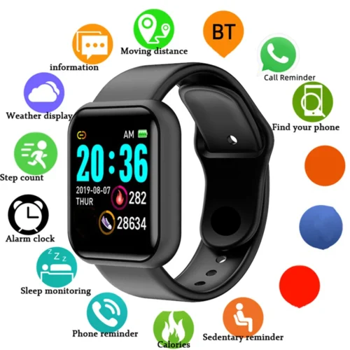 Relógios inteligentes Bluetooth com tela colorida para homens e mulheres, pulseira esportiva fitness, monitor de sono saudável, relógio eletrônico, smartwatch infantil, despertador