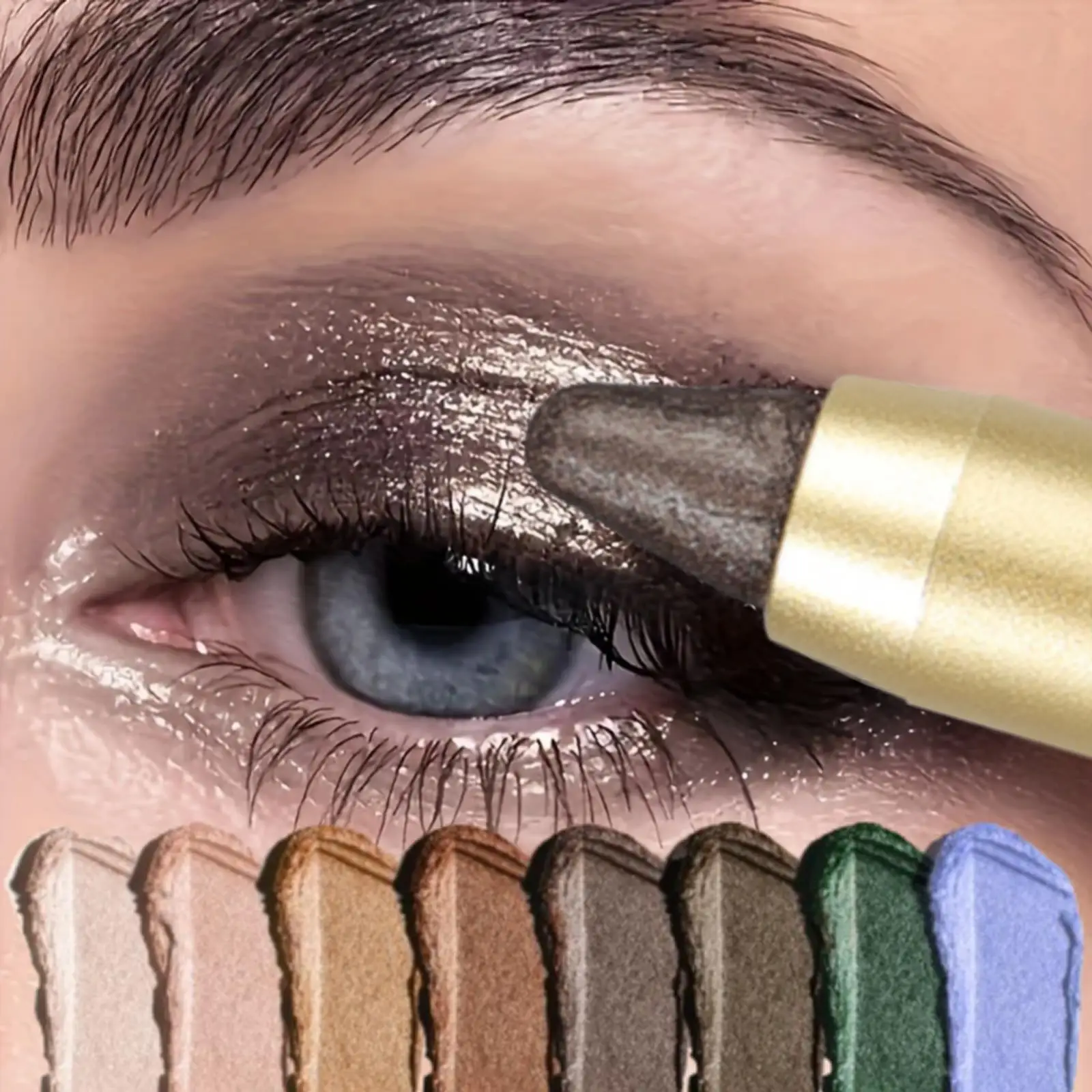 1 unidade de deslumbrantes bastões de sombra para olhos multicoloridos - Longa duração, à prova d'água, fáceis de aplicar, resistentes a borrões, com acabamento perolado brilhante.