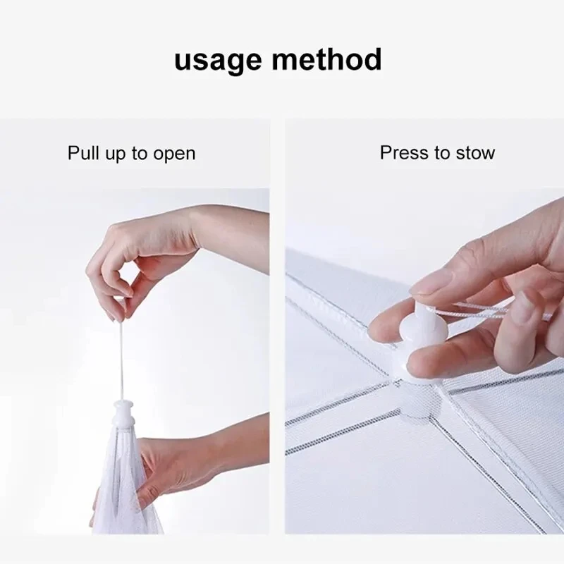 Capa de malha dobrável para alimentos, lavável, moscas, mesas, à prova de insetos, proteção para pratos, acessórios de armazenamento de cozinha para casa - Imagem 5