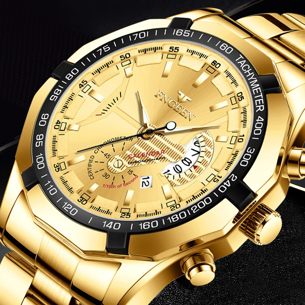 Relógio de pulso masculino FNGEEN com design moderno, mostrador decorativo, estilo militar casual, à prova d'água, com data e acabamento de luxo. - Imagem 4