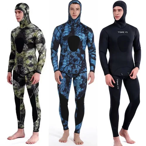 Terno com capuz de mergulho em neoprene para homens, capuz quente para surfe, zíper frontal, mergulho, pesca submarina, 3mm, 5mm, inverno, 2022.