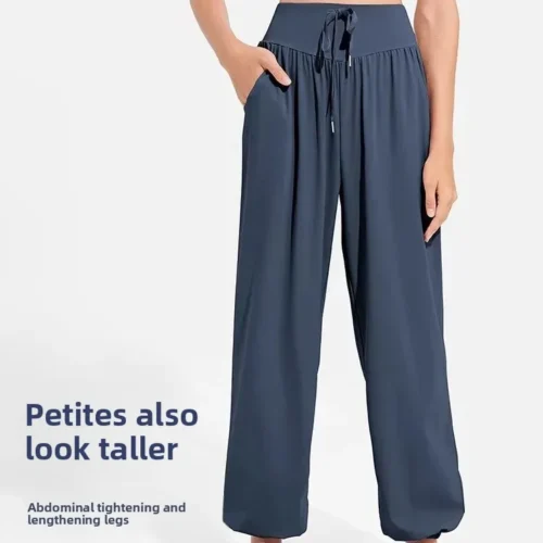 Solto cintura alta calças esportivas femininas casual fitness correndo yoga calças compridas respirável drapey verão carga calças