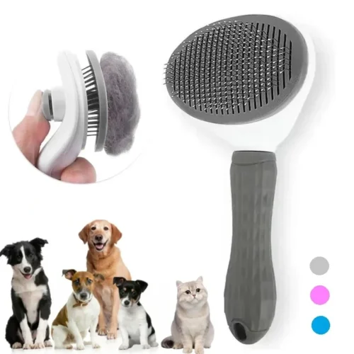 Escova auto-limpante para animais, removedor de cabelo, pente desnatador, ferramentas de higiene, cães e gatos, acessórios para animais