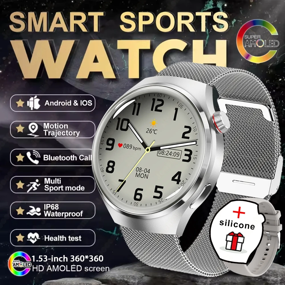 2025 novo relógio 4 gt série relógio inteligente masculino tela amoled freqüência cardíaca monitoramento de saúde bluetooth chamada negócios smartwatch homem - Imagem 16