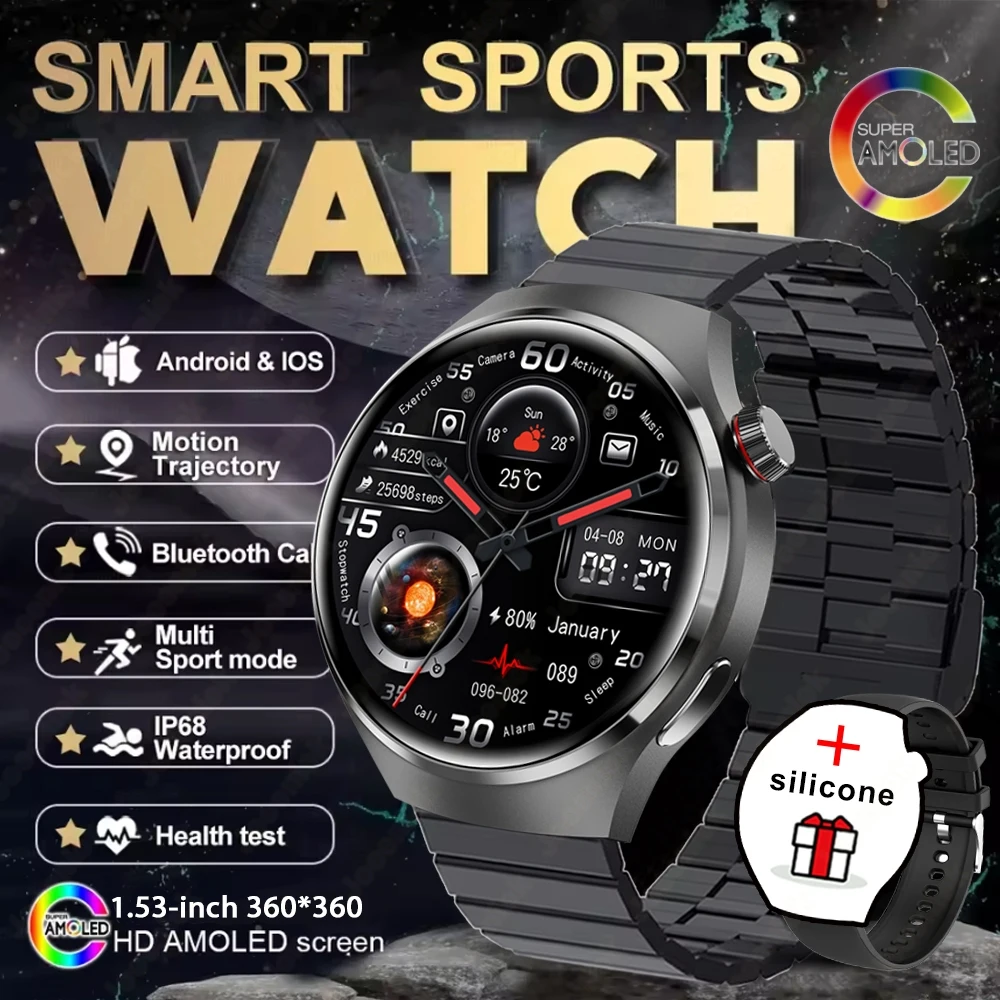 2025 novo relógio 4 gt série relógio inteligente masculino tela amoled freqüência cardíaca monitoramento de saúde bluetooth chamada negócios smartwatch homem - Imagem 17