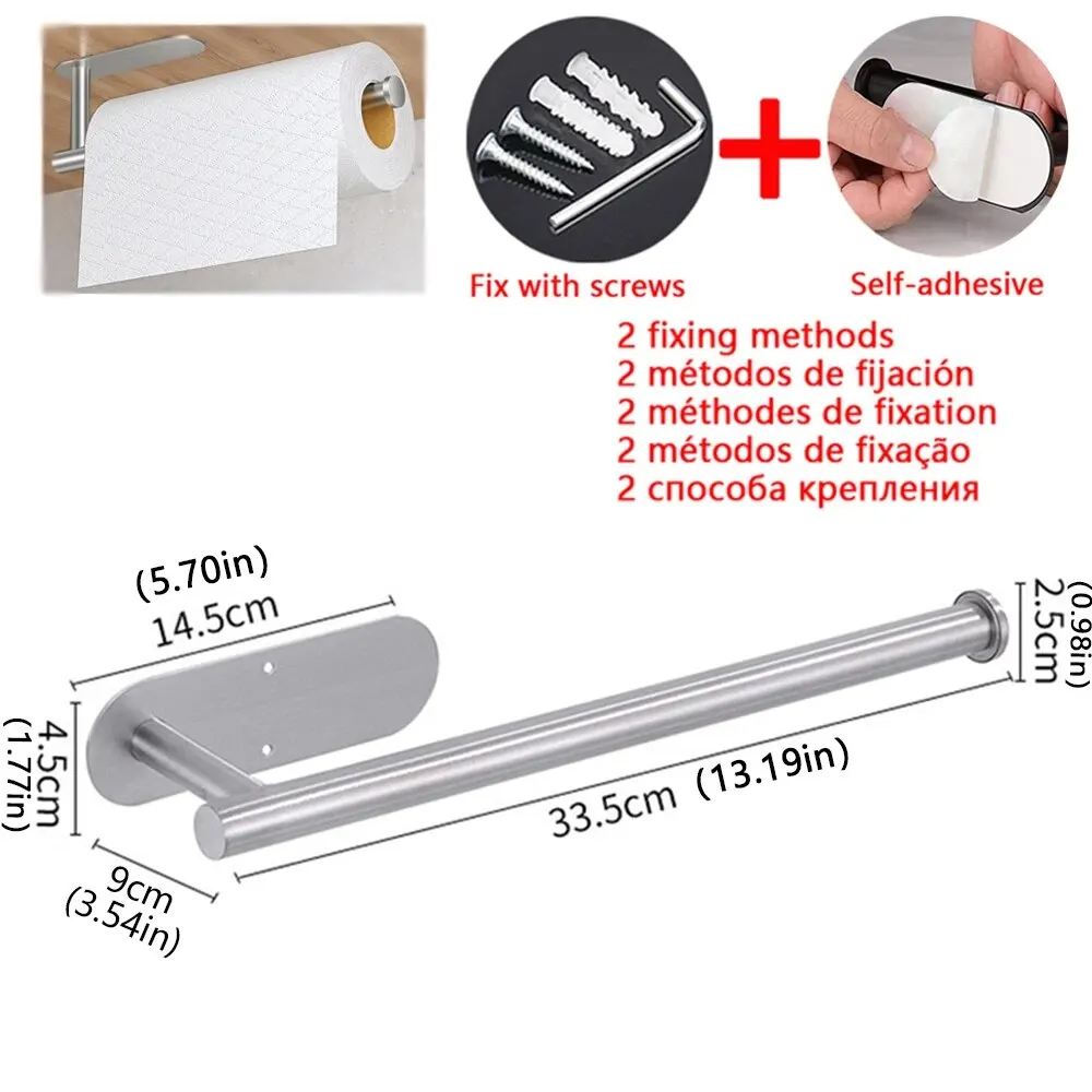 Suporte de toalha de papel de cozinha adesivo cabide de tecido rolo de papel higiênico dispensador armário de armazenamento guardanapo rack acessórios do banheiro - Imagem 8