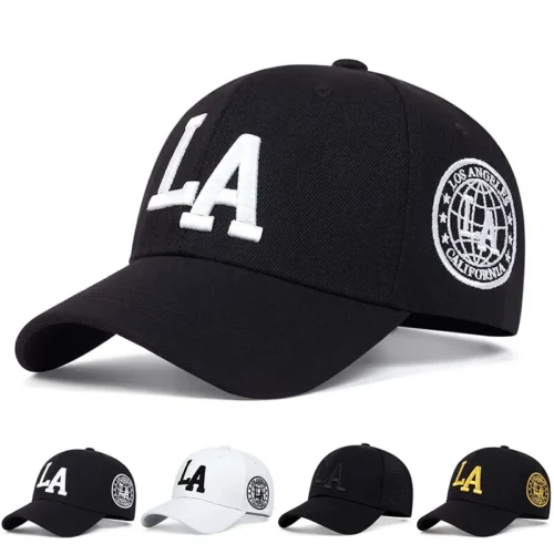 Unisex bordado snapback bonés de beisebol, ajustável casual chapéus, protetor solar chapéu, ao ar livre, LA Leter, primavera, outono