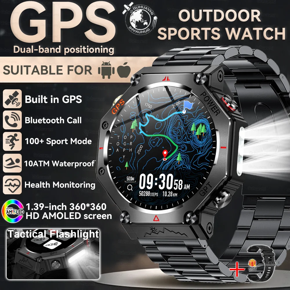 Novo Smartwatch T-Rex 3 Ultra GPS Masculino 2025, Resistente à Água 10ATM IP68, com Bússola GNSS de Banda Dupla Integrada, Estilo Militar Esportivo. - Imagem 9