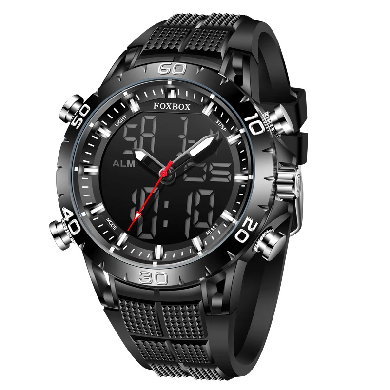 Foxbox relógios masculinos esporte marca superior de luxo dupla exibição relógio quartzo militar à prova dwaterproof água relógio eletrônico digital homem - Imagem 7