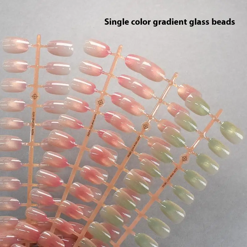 30 pçs cor sólida gradiente unhas falsas vestindo armadura wearable manicure diy charme do prego arte do prego manicure decoração - Imagem 4