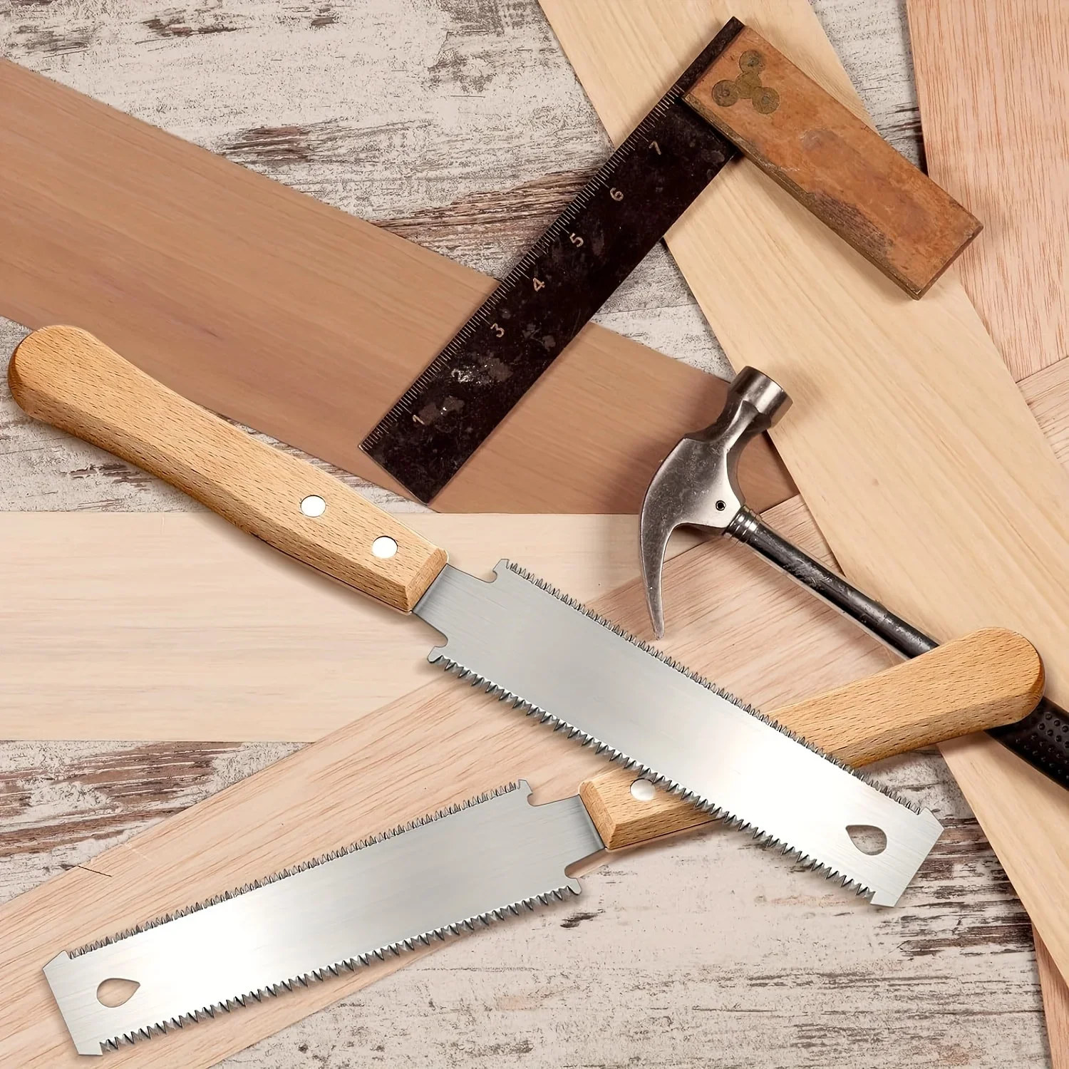 Serra manual de 6 polegadas, lâmina flexível dupla face para corte nivelado, ferramentas para trabalhar madeira para uso doméstico - Imagem 2