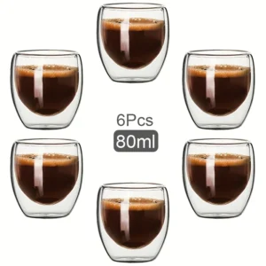 Copo de vidro de parede dupla isolamento térmico transparente feito à mão copos de bebida de chá mini copos de uísque caneca de café expresso