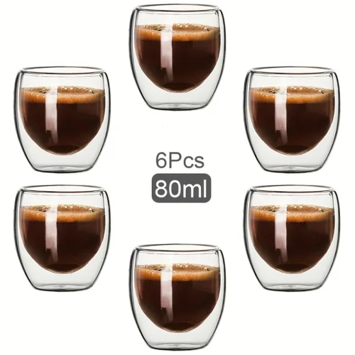 Copo de vidro de parede dupla isolamento térmico transparente feito à mão copos de bebida de chá mini copos de uísque caneca de café expresso