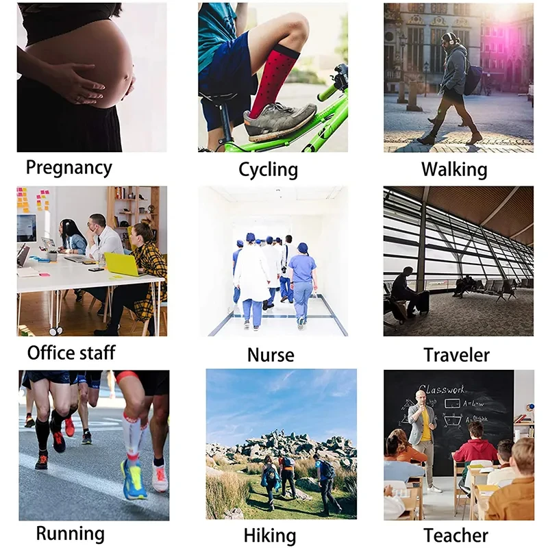 Meias de compressão para homens e mulheres, promovem a circulação sanguínea, meias apertadas para enfermeiras, tratamento médico, gravidez, academia, caminhadas, corrida - Imagem 6