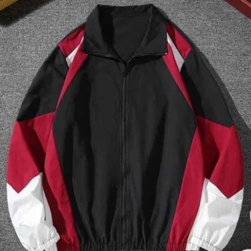 Jaqueta masculina com blocos de cores, leve, casual, para viagem, à prova de vento e resistente ao desgaste, tecido de alta qualidade, presente para namorado