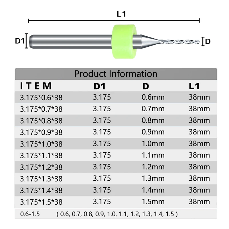 Frete grátis 10 peças 0.6mm-1.5mm brocas pcb de carboneto de importação placa de circuito de impressão mini conjunto de brocas de perfuração cnc - Imagem 4