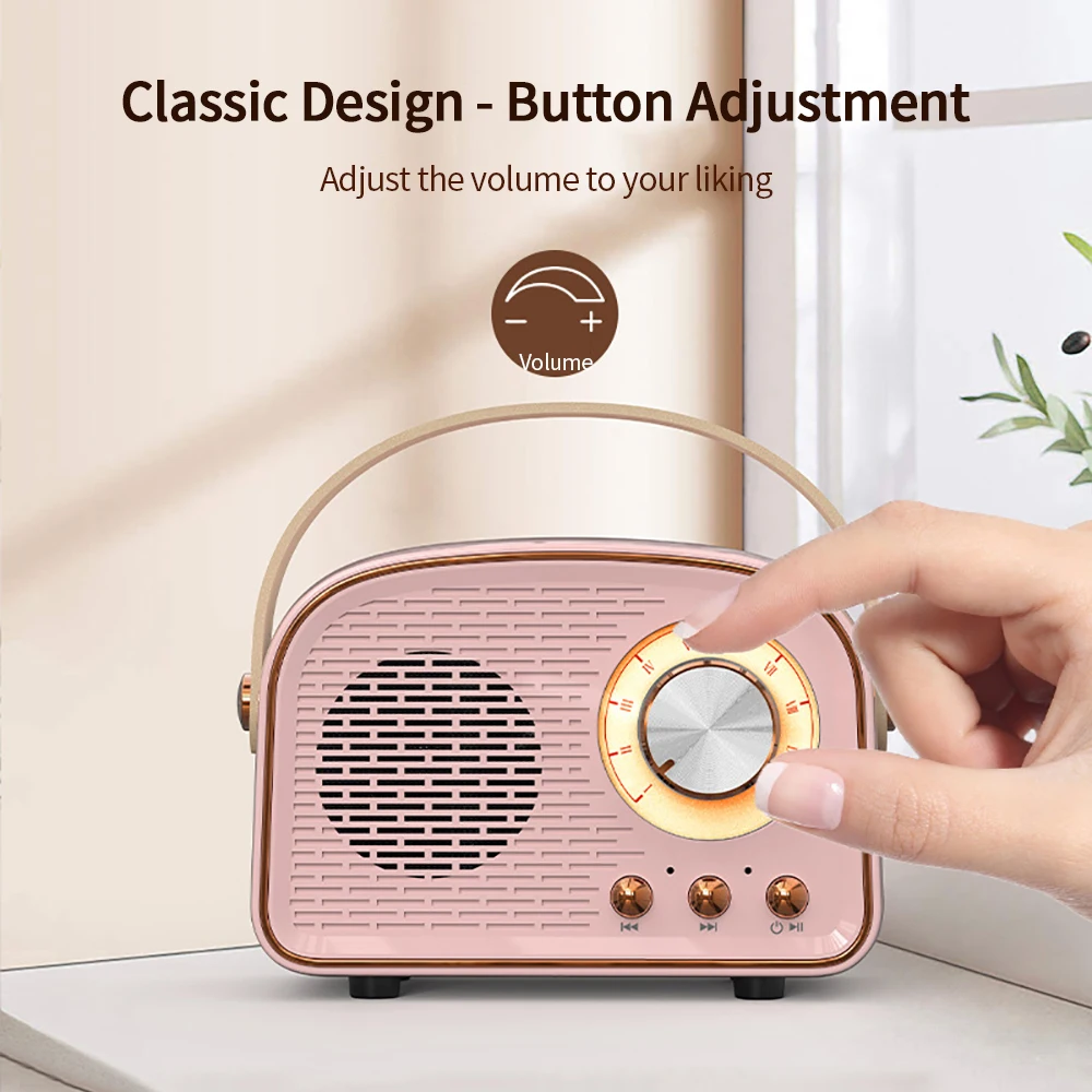 Alto-falante retro compatível com bluetooth, mini alto-falante bonito com rádio fm, alto-falante sem fio com leitor de música tws estéreo de alta fidelidade tf usb - Imagem 2