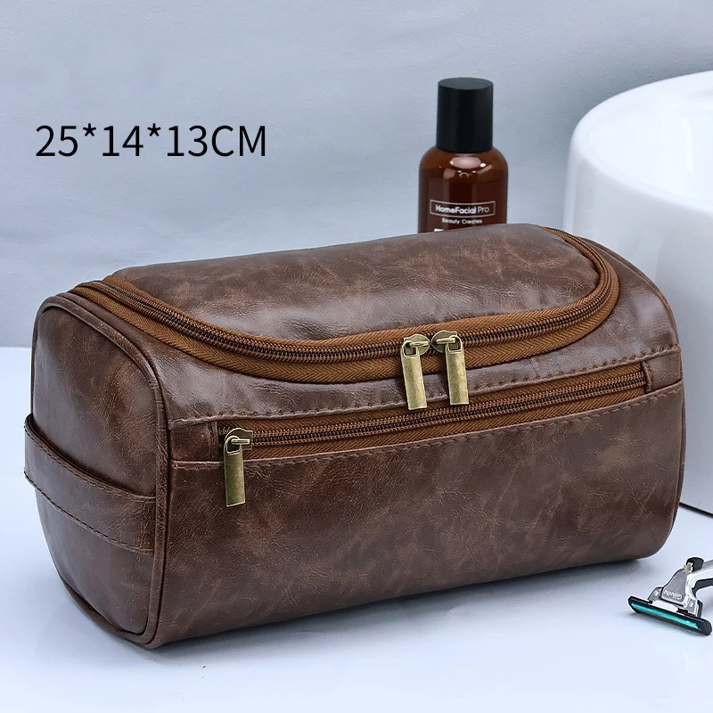 Mochatree bolsa vintage masculina, bolsa de higiene pessoal para viagem, necessária, negócios, cosméticos, organizador de armazenamento pendurado, sacos de lavagem - Imagem 12