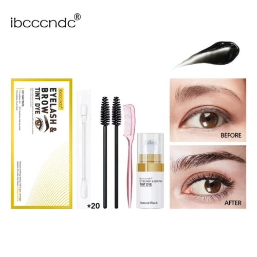 Sobrancelha Lash and Brow Color Kit, Tintura Semi-Permanente Sobrancelha, Eye Brow Tinting Gel, Creme de Tatuagem Marrom Preto com Escova de Ferramentas de Limpeza