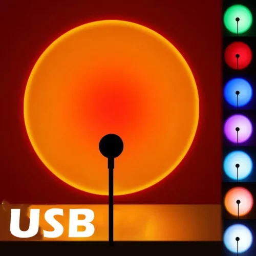 RnnTuu Led USB Pôr do Sol Lâmpada Projetor Decoração de Casa Luz Noturna Portátil Luz de Humor Para Sala de estar Fotografia de Parede Luzes de Neon