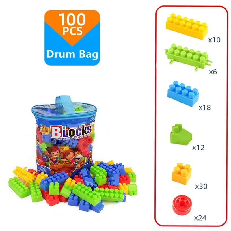 100/130 peças de brinquedos de empilhamento montados para crianças, grandes partículas de blocos de construção, brinquedos educativos para educação infantil - Imagem 8