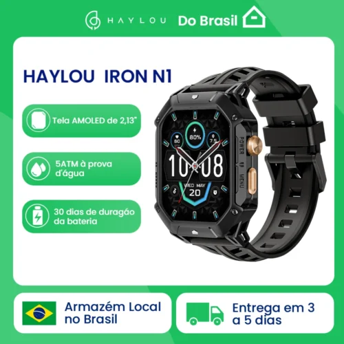 HAYLOU IRON N1 Smartwatchs 2.13’’ AMOLED Display 5ATM Waterproof Bluetooth Call Outdoor Sport Smart Watch 30 Days Battery Life