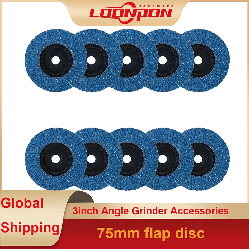 10 peças discos de aba 75mm discos de lixa 80grit rebolos lâminas para moedor de ângulo ferramenta abrasiva de madeira