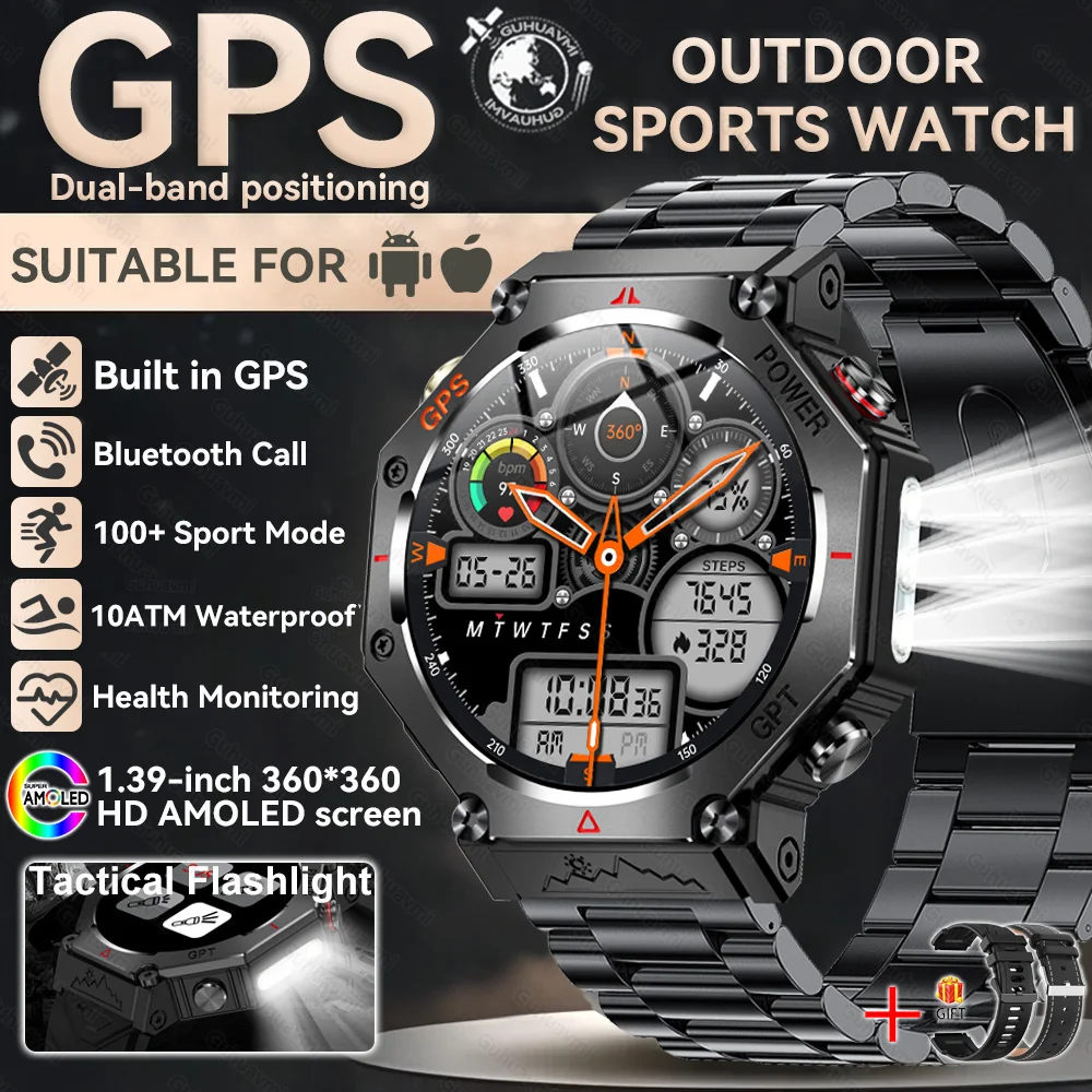 Novo Smartwatch T-Rex 3 Ultra GPS Masculino 2025, Resistente à Água 10ATM IP68, com Bússola GNSS de Banda Dupla Integrada, Estilo Militar Esportivo. - Imagem 11