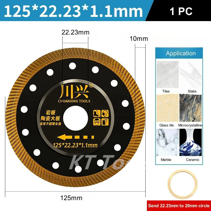 1pc 105/110/115/125mm disco de corte de diamante fino lâmina de serra de diamante telha pedra de mármore moedor de ângulo serra circular cortador de telha - Imagem 7