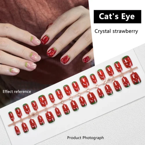 30 pçs/set unhas falsas wearable melancia morango unhas falsas simples imprensa artificial em unhas dicas arte do prego diy manicure