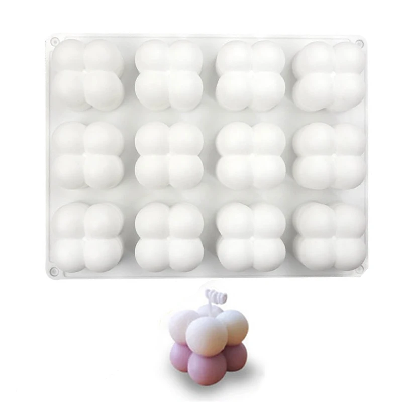 12/15 pçs pequena bolha moldes de vela de silicone artesanal esférico sobremesa bolo cozimento chocolate fazendo diy sabão gesso resina molde - Imagem 3