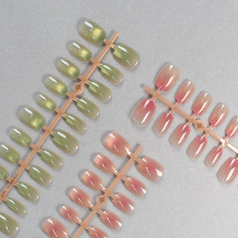 30 pçs cor sólida gradiente unhas falsas vestindo armadura wearable manicure diy charme do prego arte do prego manicure decoração