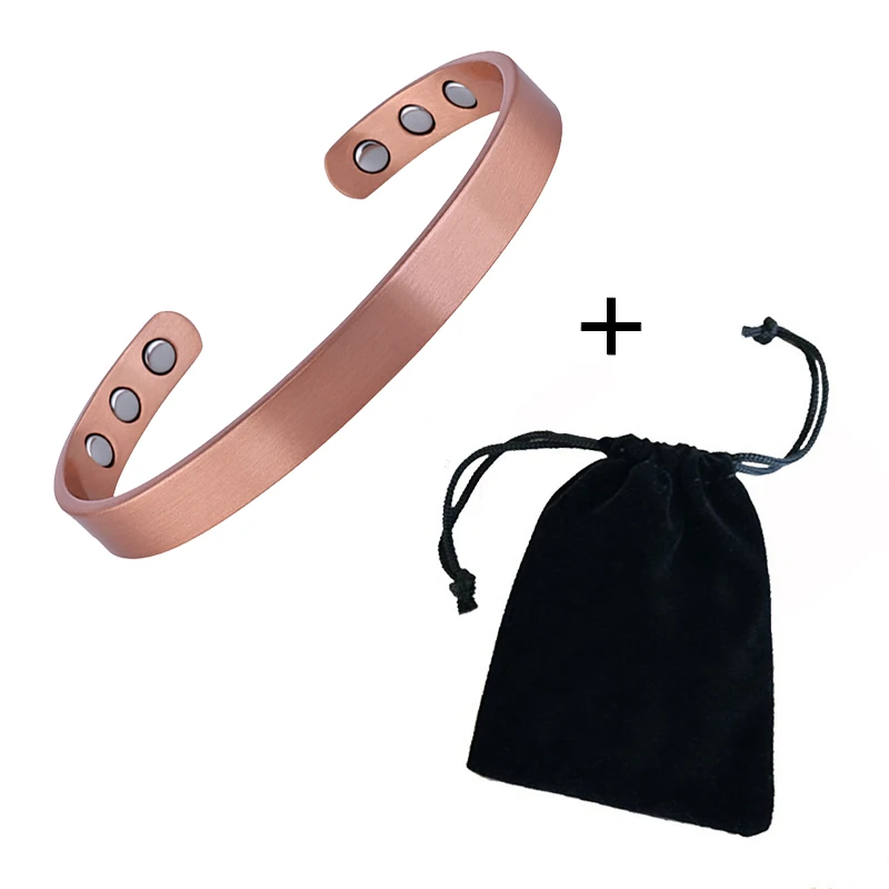 Conjunto de jóias simples pulseira de cobre puro anéis manguito pulseiras magnéticas para mulheres homens artrite saúde jóias de cobre sólido - Imagem 14