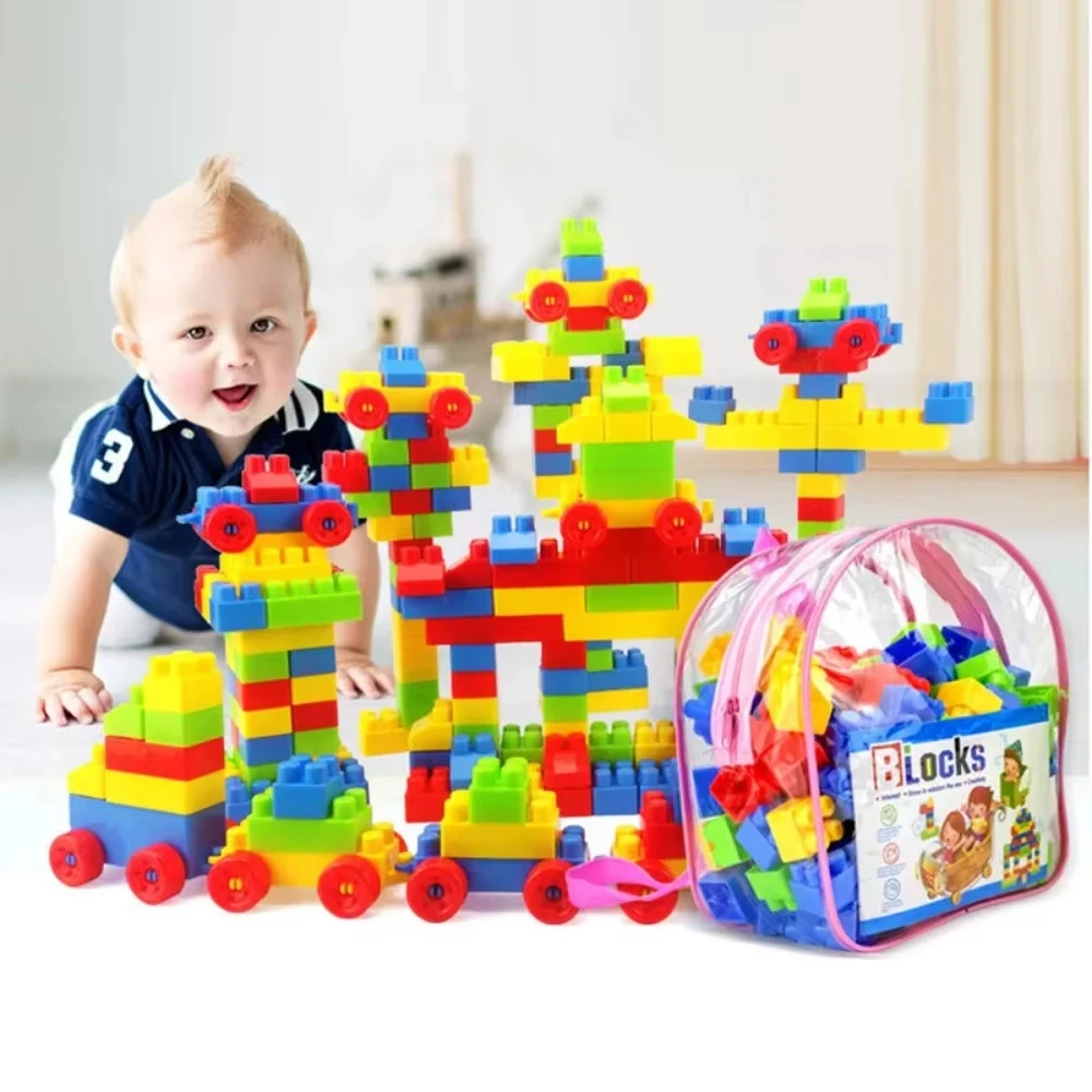 100/130 peças de brinquedos de empilhamento montados para crianças, grandes partículas de blocos de construção, brinquedos educativos para educação infantil - Imagem 3