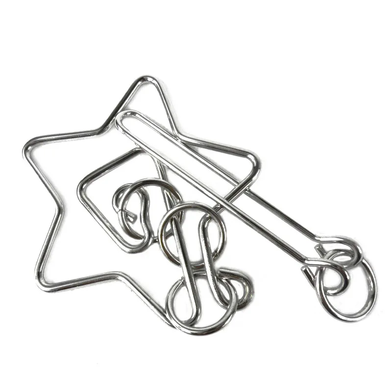 Quebra-cabeça de metal, cérebro teaser, anéis de fio mágico, quebra-cabeças para adultos e crianças, desembaraço, ligação de ferro, desbloqueio, jogo de bloqueio - Imagem 10