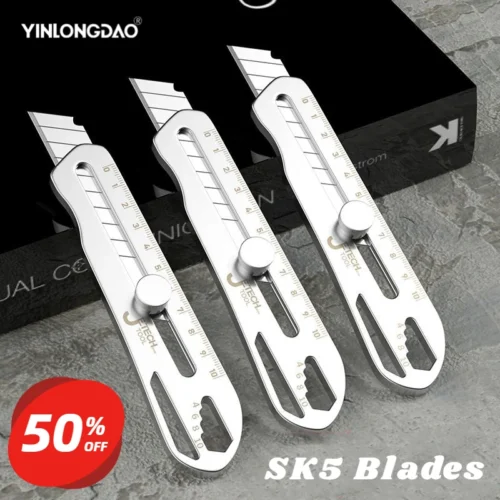 Ferramentas de corte artesanais duráveis afiadas profissionais, faca utilitária, cortador de caixa de liga de alumínio, abridor de cartas, 4 em 1, 18mm