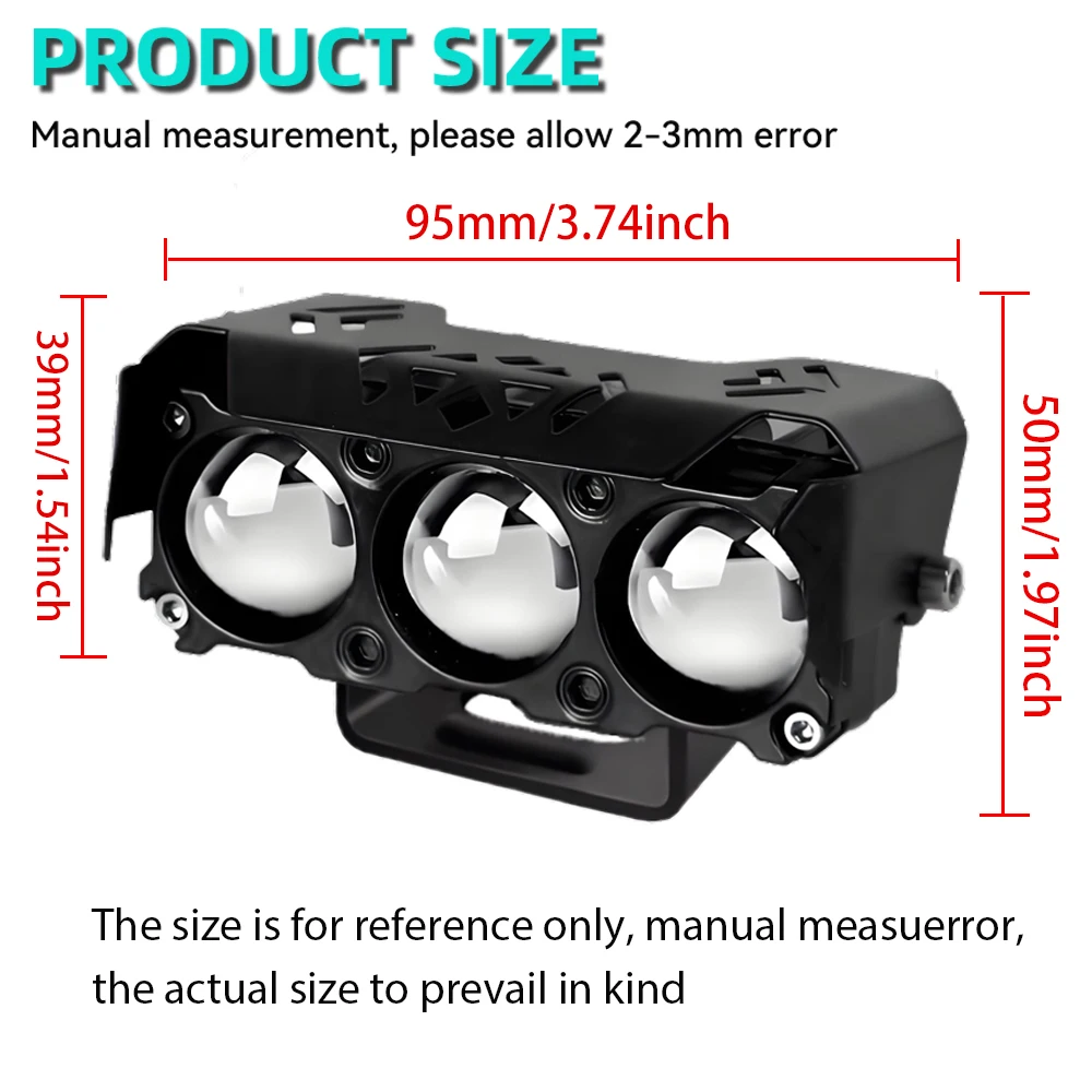 Holofote led para motocicleta, lâmpadas de trabalho, cor dupla, feixe alto/baixo, luz de neblina para carros, suvs, utvs, caminhões, 12v, mini lente, luz de condução - Imagem 3