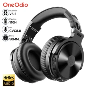 Oneodio fones de ouvido bluetooth sem fio com microfone 110hrs Hi-Res dobrável sobre a orelha celulares bluetooth 5.2 para o telefone móvel pc esportes headphone