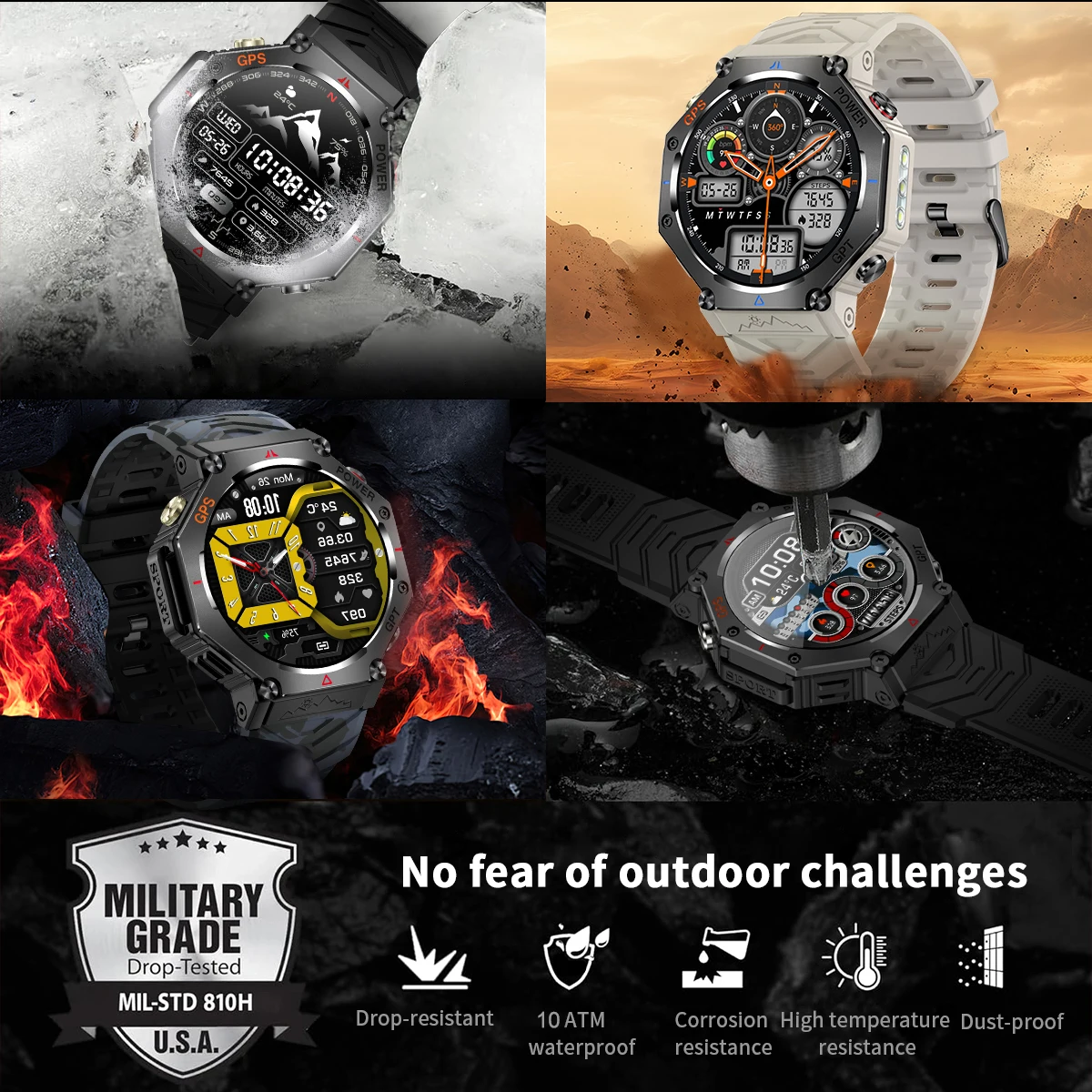 Novo Smartwatch T-Rex 3 Ultra GPS Masculino 2025, Resistente à Água 10ATM IP68, com Bússola GNSS de Banda Dupla Integrada, Estilo Militar Esportivo. - Imagem 6