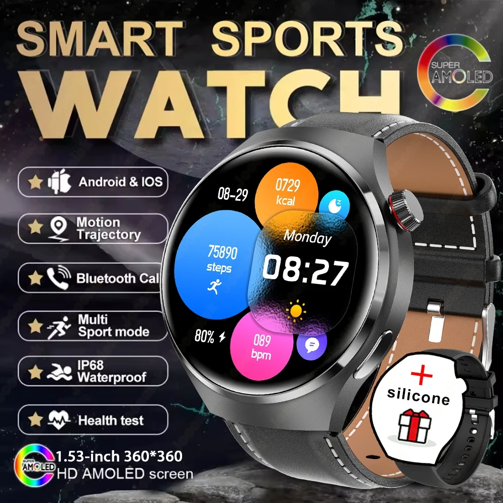 2025 novo relógio 4 gt série relógio inteligente masculino tela amoled freqüência cardíaca monitoramento de saúde bluetooth chamada negócios smartwatch homem - Imagem 18